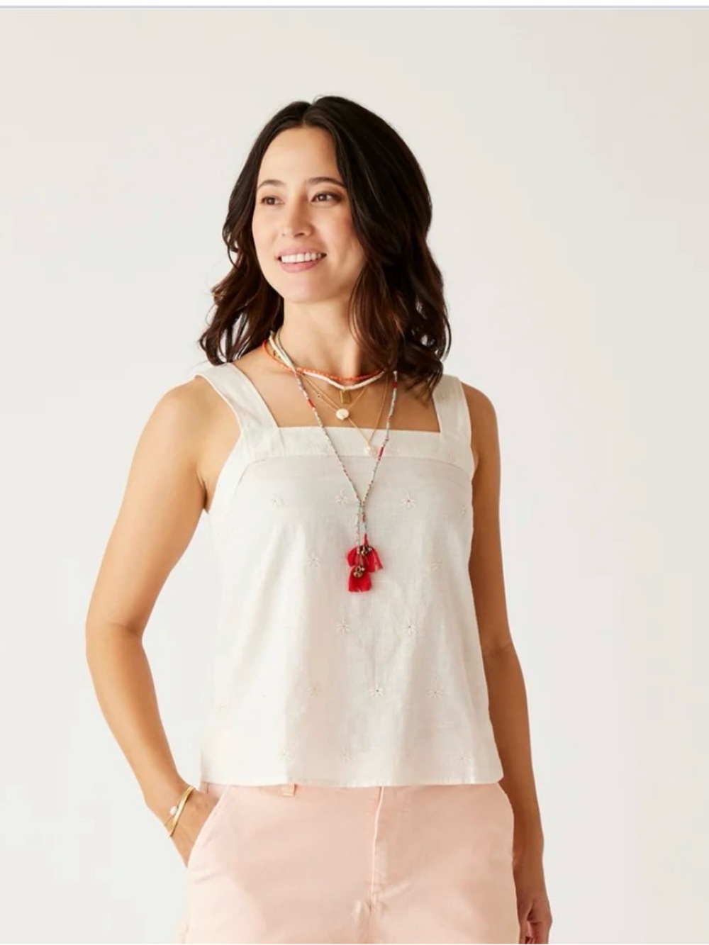 Carve Designs Women’s Liv Embroidered Square-Neck Tank Top in Birch